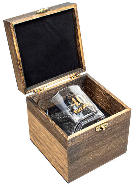 WOOD BOX 40TH GIFT SET <br> BG0243