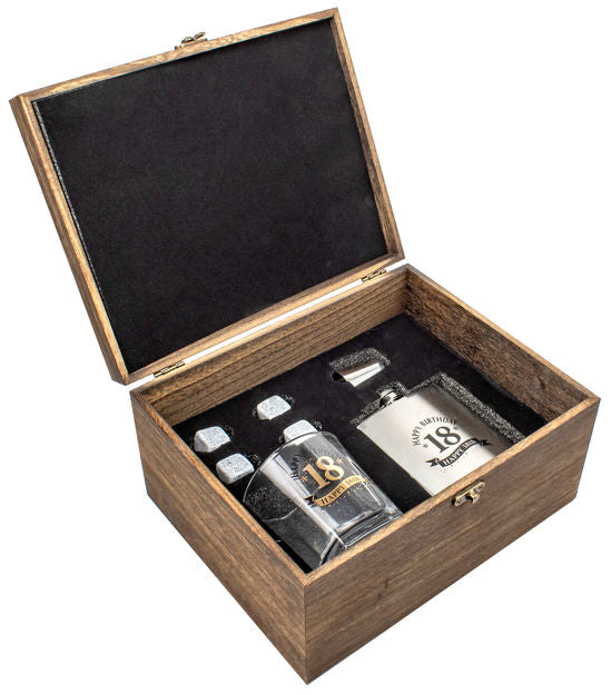 WOOD BOX 18TH GIFT SET <br>BG0220