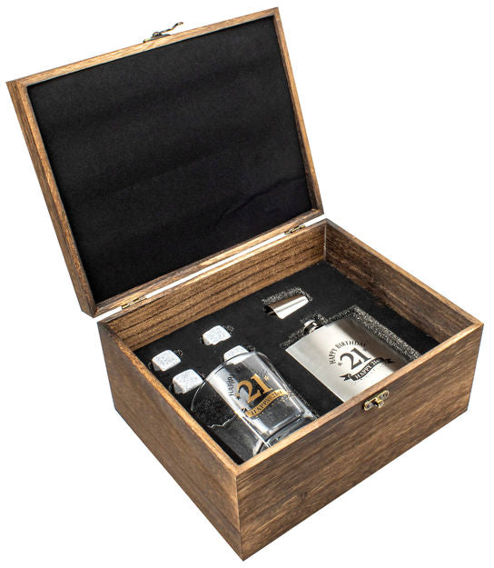 WOOD BOX 21ST GIFT SET <br>BG0221