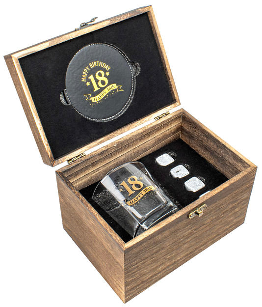 WOOD BOX 18TH GIFT SET <br> BG0230