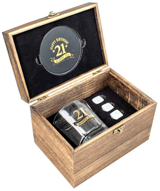WOOD BOX 21ST GIFT SET <br> BG0231