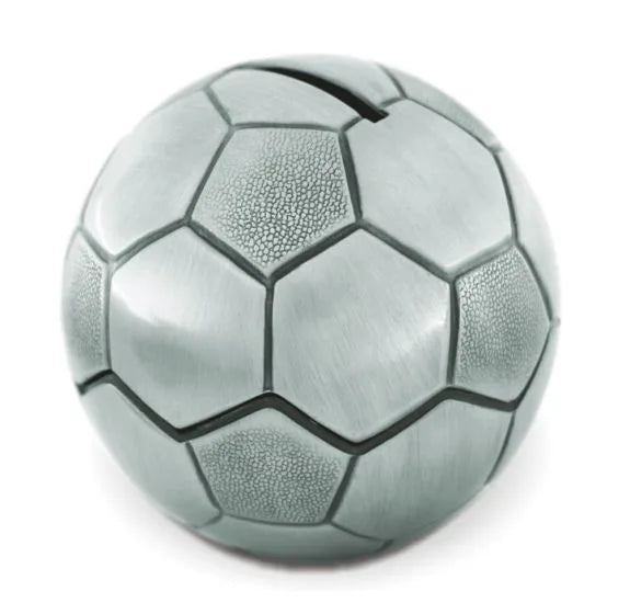 SOCCER BALL PEWTER MONEY BANK
