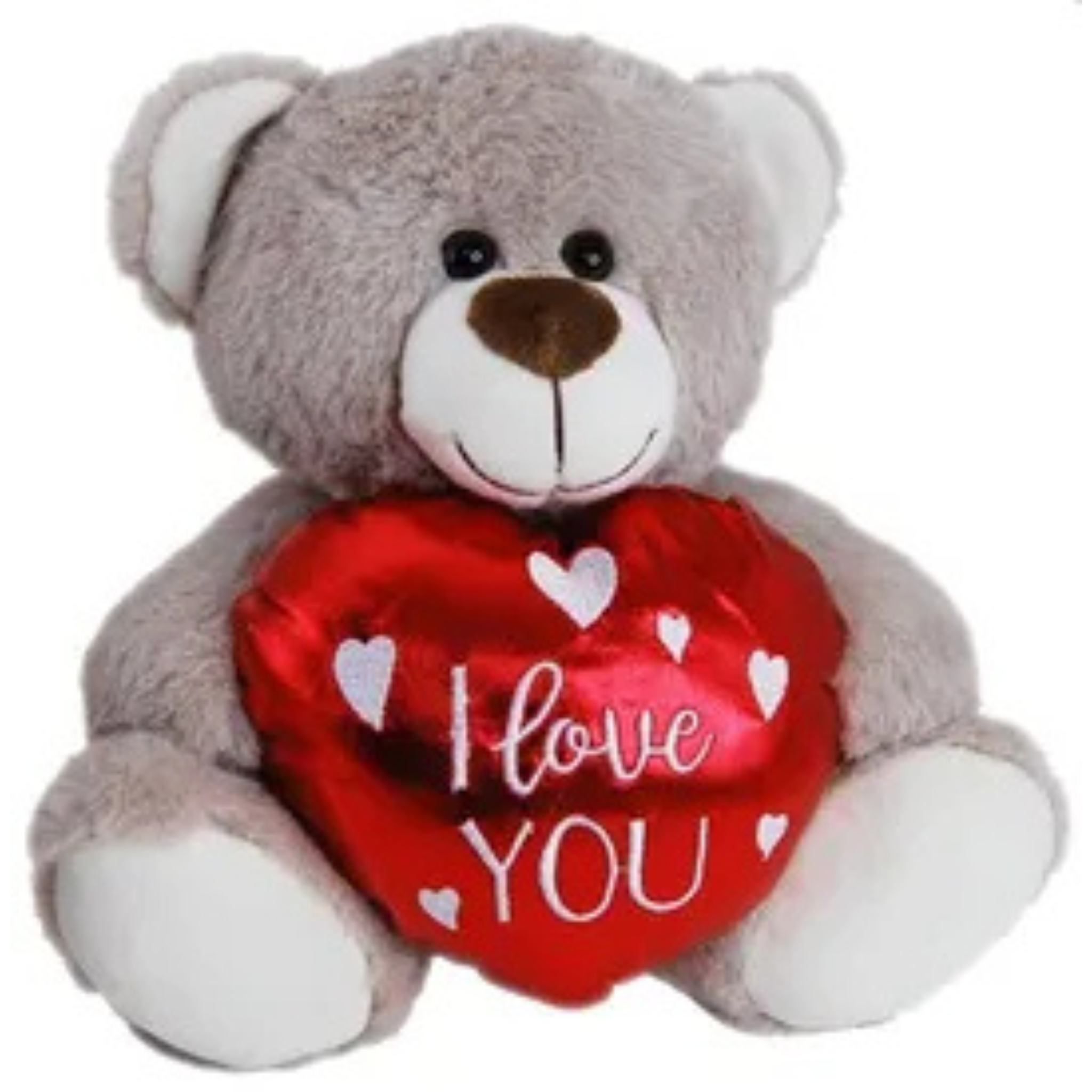 BROWN TEDDY BEAR<br> WITH HEART<br> OLLIE - 25CM