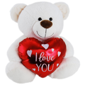 CREAM TEDDY BEAR<br> WITH HEART<br> OLLIE - 41CM