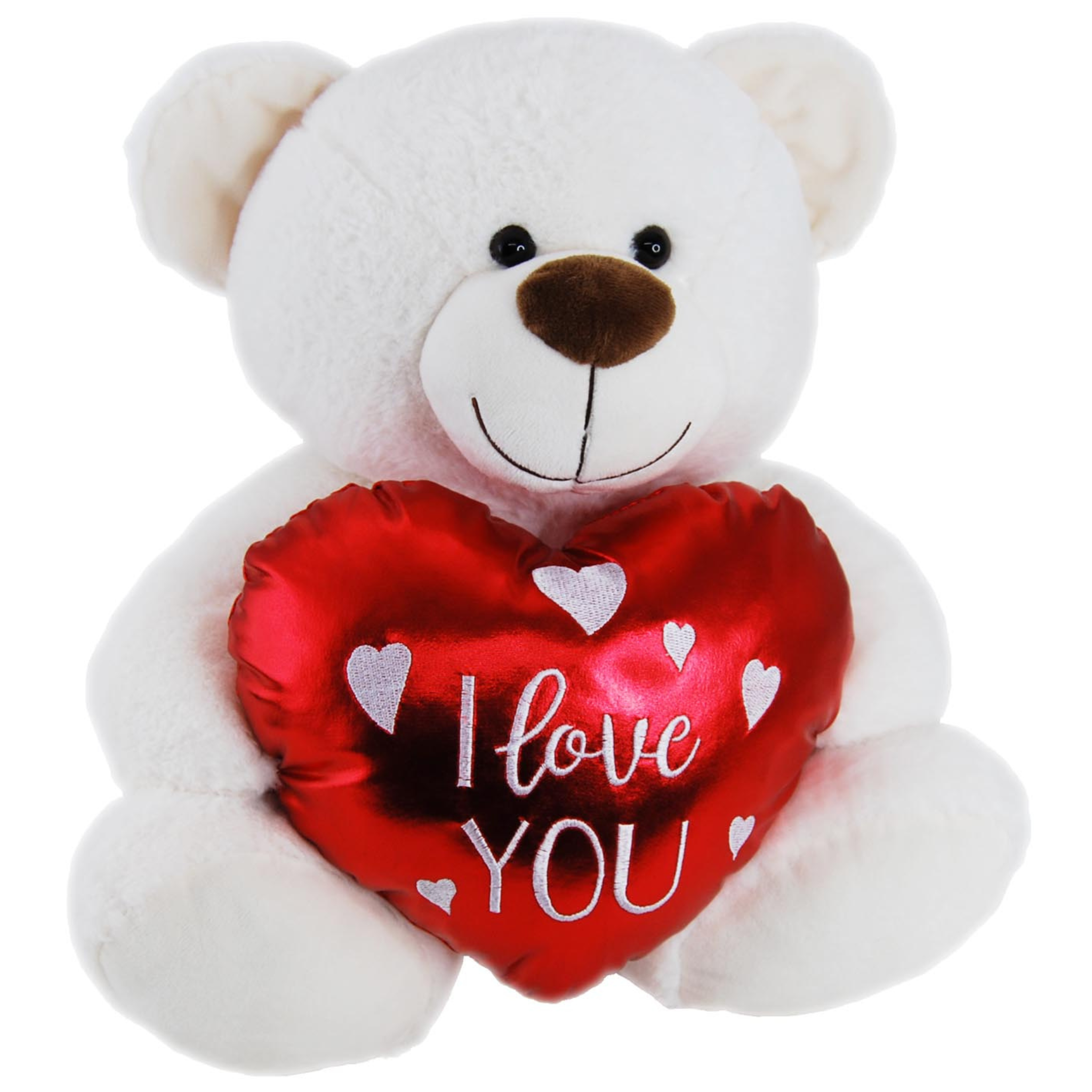 CREAM TEDDY BEAR<br> WITH HEART<br> OLLIE - 41CM