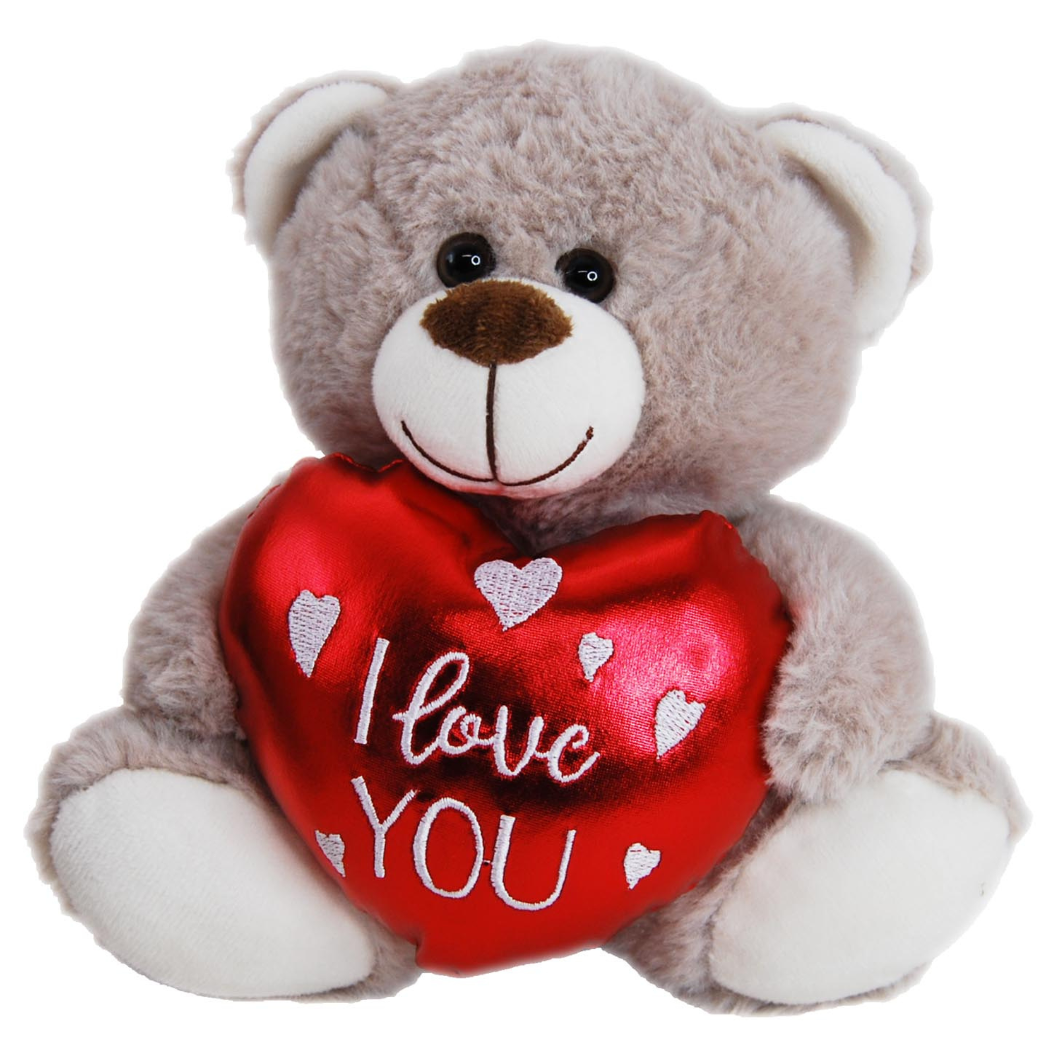 BROWN TEDDY BEAR<br> WITH HEART<br> OLLIE - 20CM