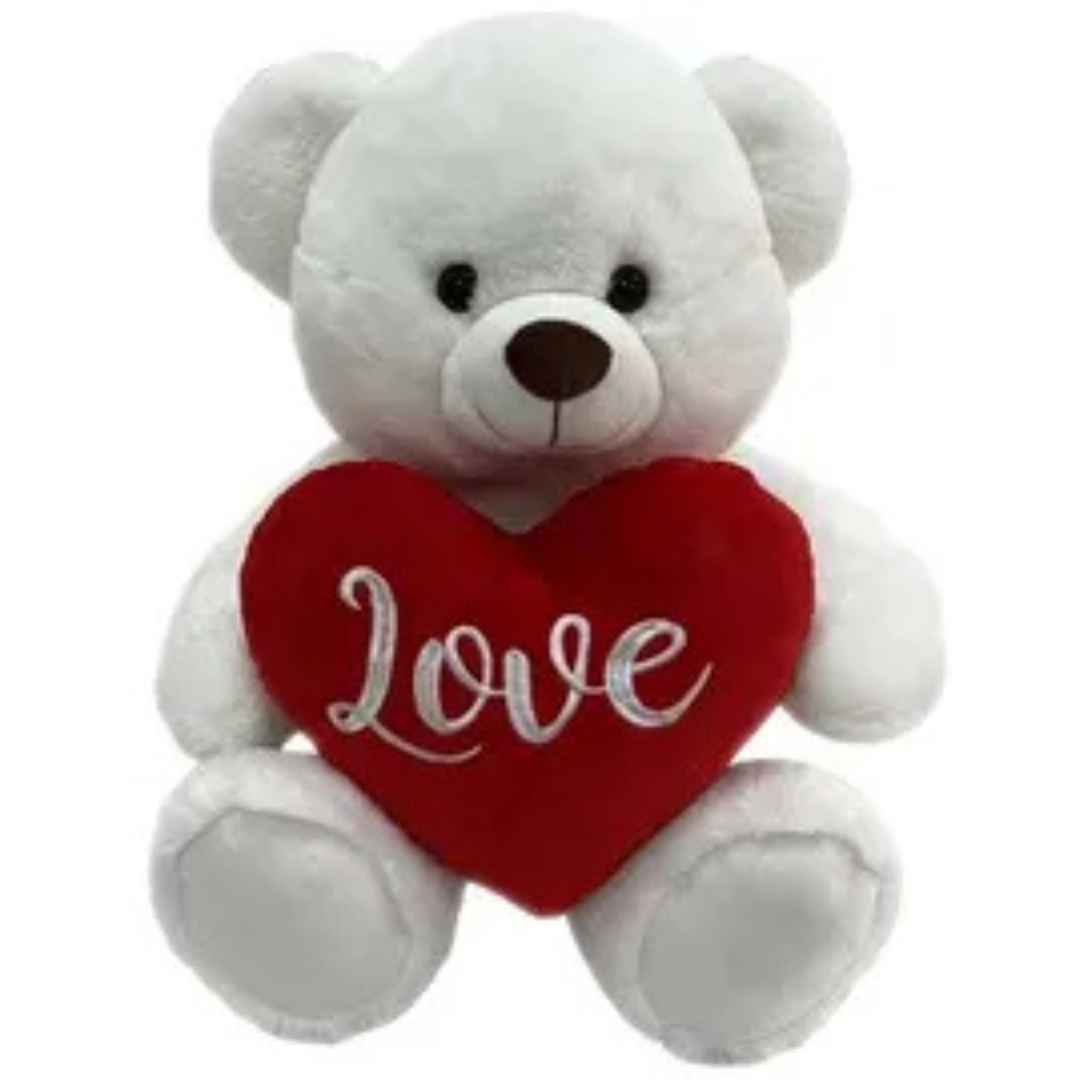 WHITE TEDDY BEAR <br> WITH HEART<br> BELLE - 50CM