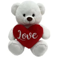 WHITE TEDDY BEAR <br> WITH HEART<br> BELLE - 40CM