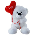 WHITE TEDDY BEAR<br>  WITH BALLOON - I LOVE YOU