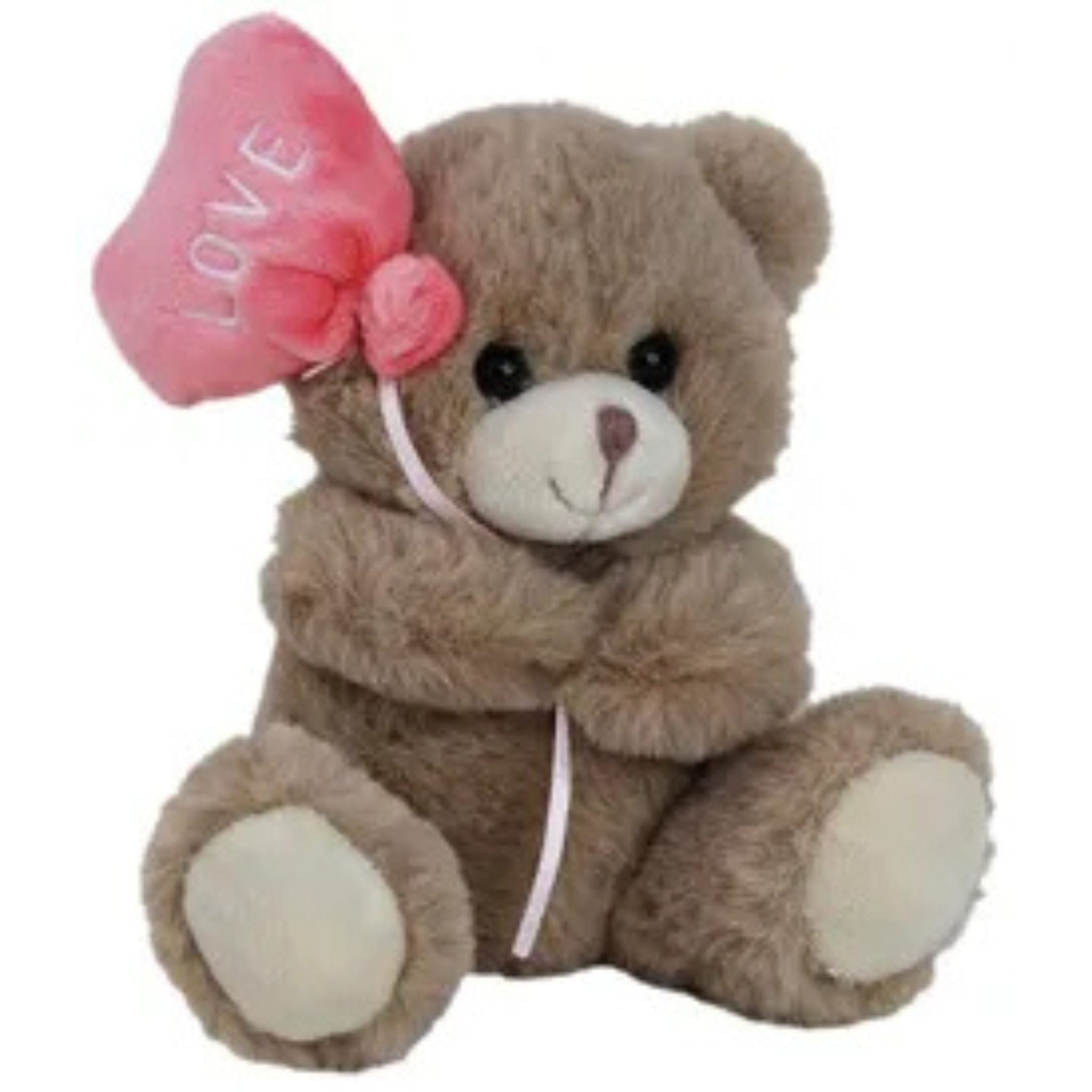 BROWN TEDDY BEAR<br> WITH BALLOON PINK LOVE<br>GABBY