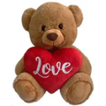 BROWN TEDDY BEAR <br>WITH HEART <br> BELLE - 30CM