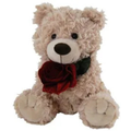 BEIGE TEDDY BEAR <br>WITH RED ROSE<br>TILLY - 24CM