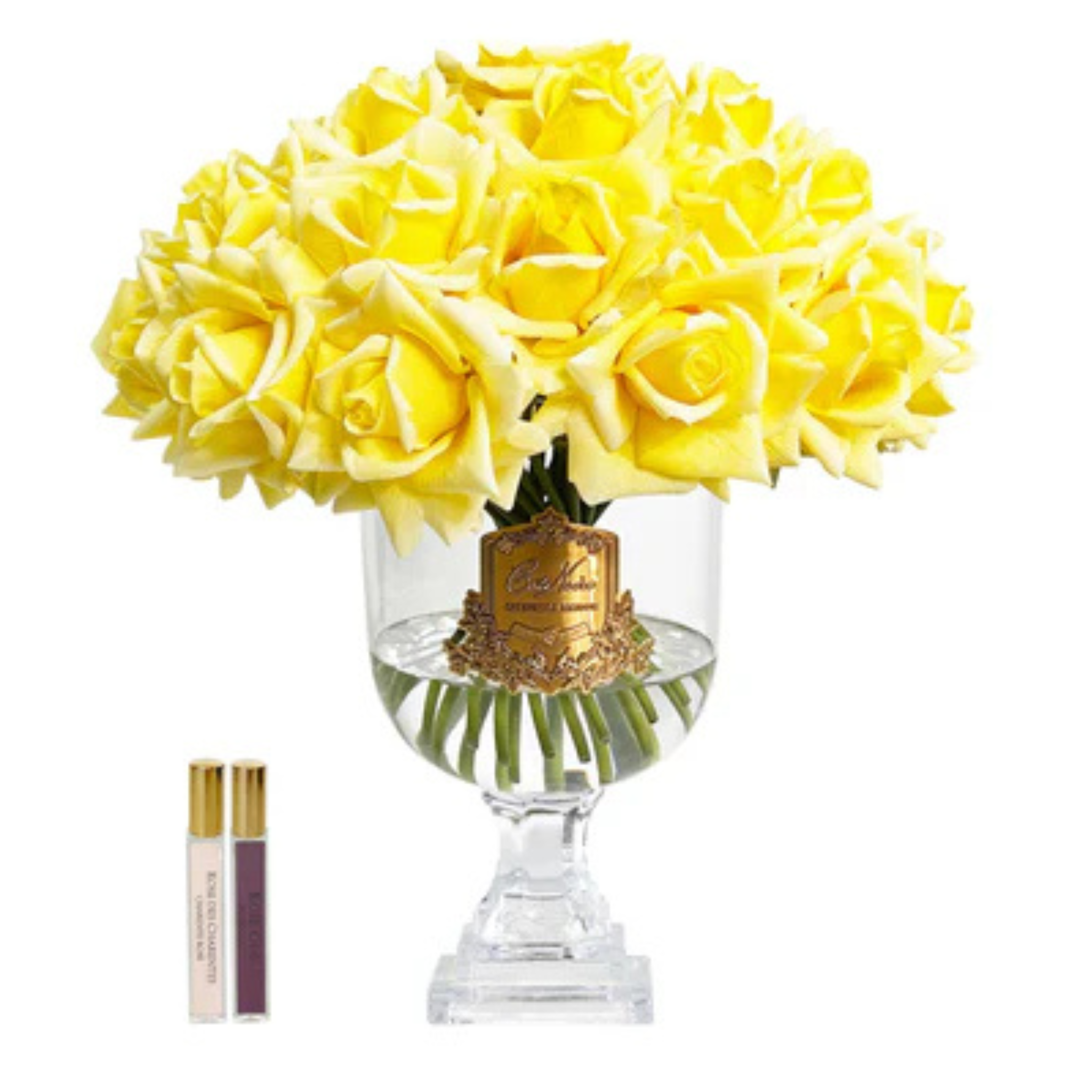 Versailles French Rose <br> Bouquet - Yellow <br> Gold Badge - VRB08