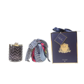 Herringbone Candle & Scarf <br> Navy & Gold - Eau De Vie <br>  Dragonfly Brooch <br>HCG05