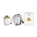 Herringbone Candle & Scarf <br>White & Gold - Prosecco <br> Crown Brooch <br>HCG32