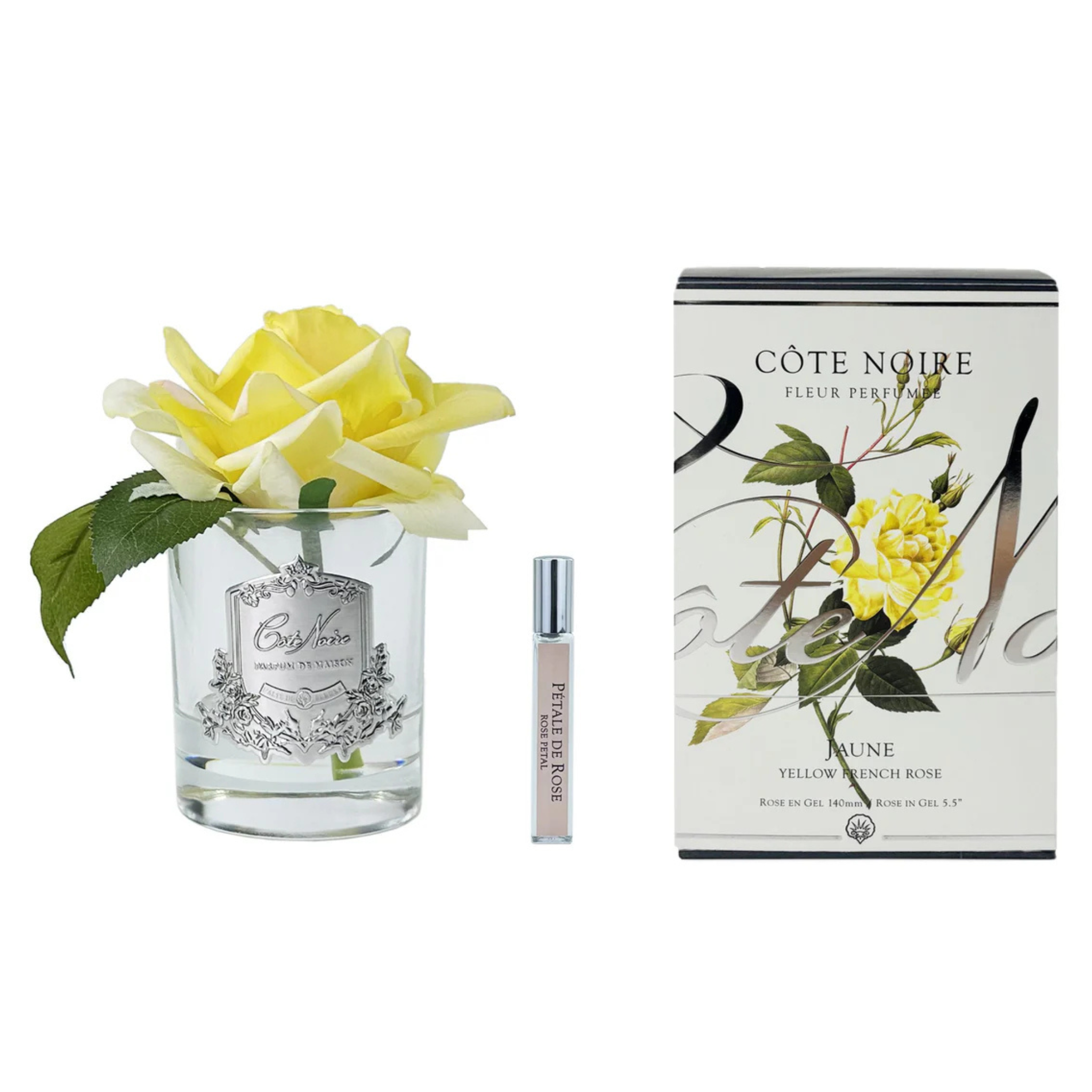 Single French Rose<br>Clear Glass - Yellow<br>GMR08