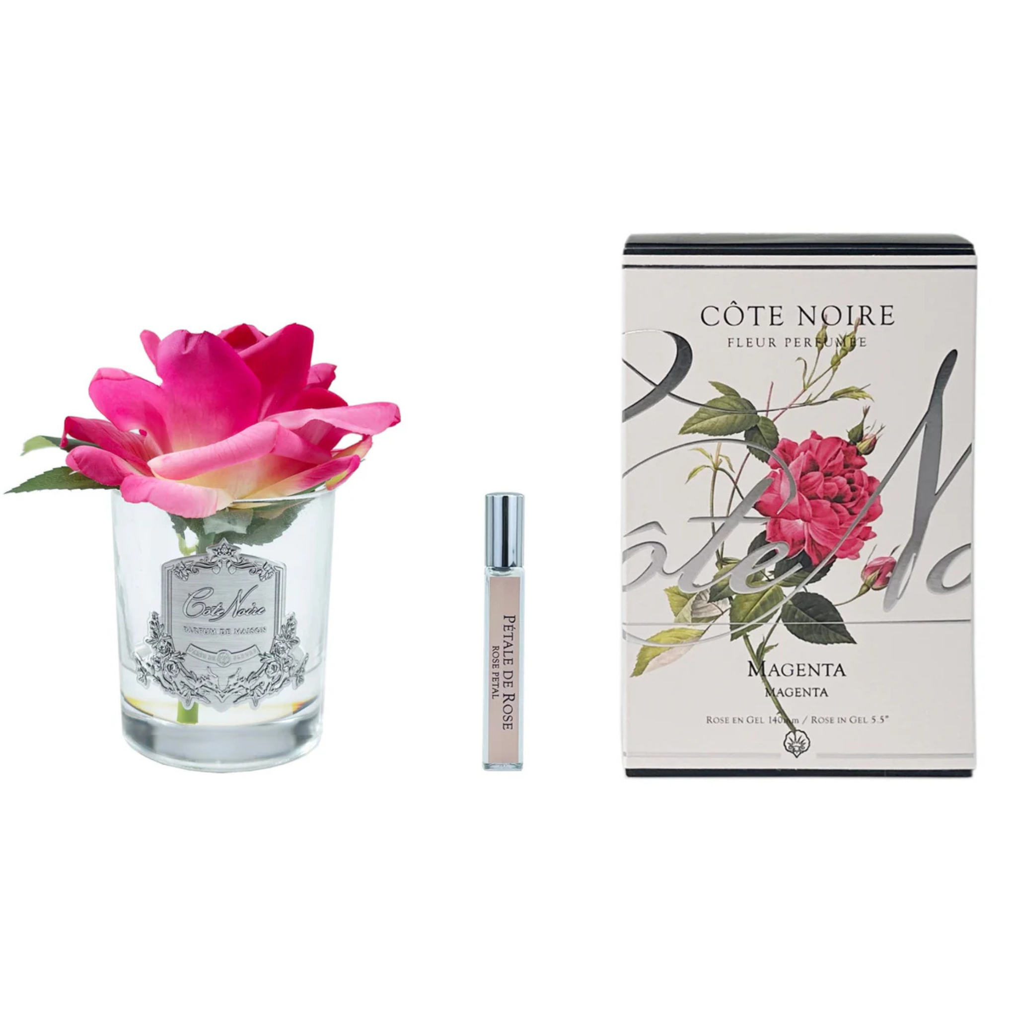 Single French Rose<br>Clear Glass - Magenta Pink<br>GMR07