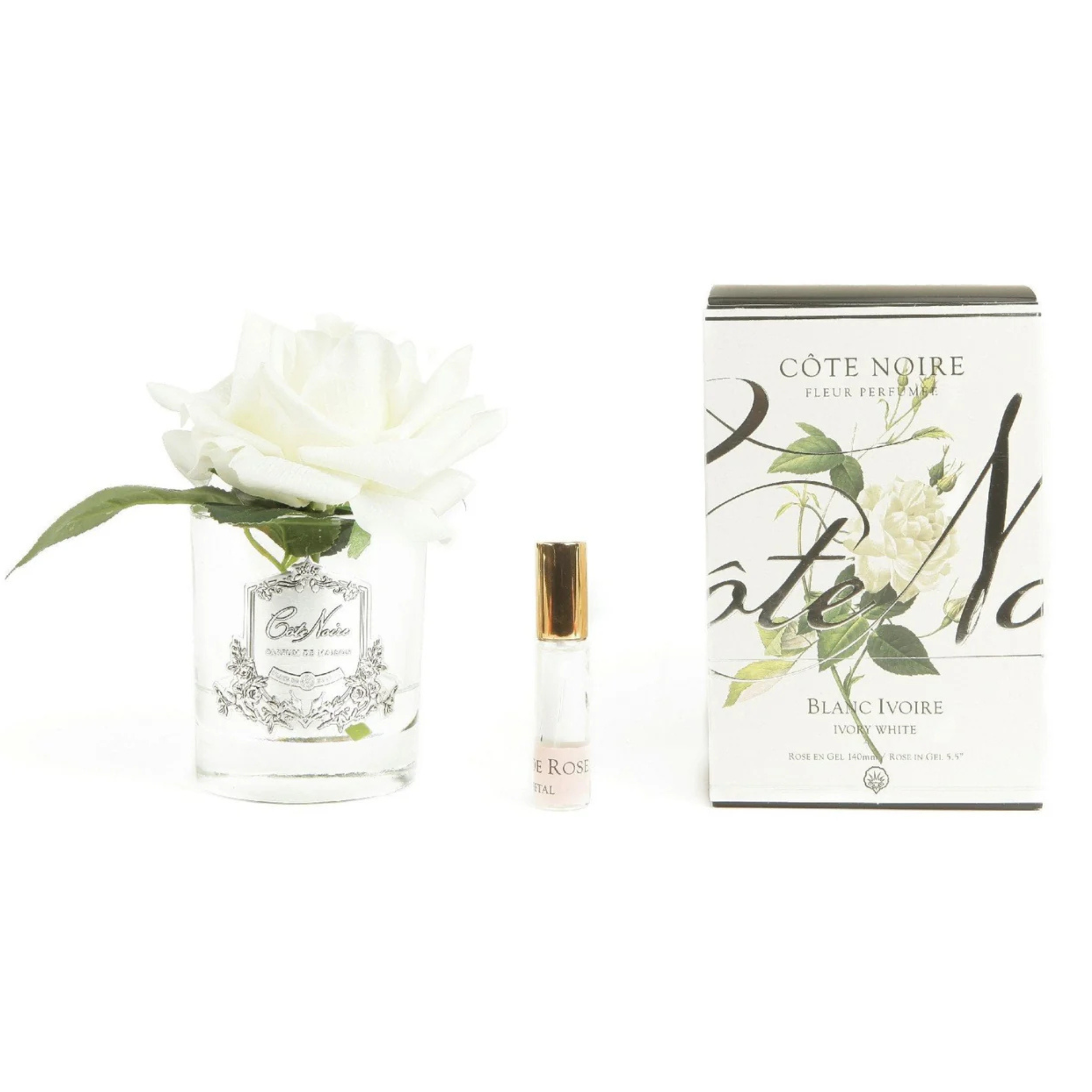 Single French Rose<br>Clear Glass - Ivory White<br> GMR01