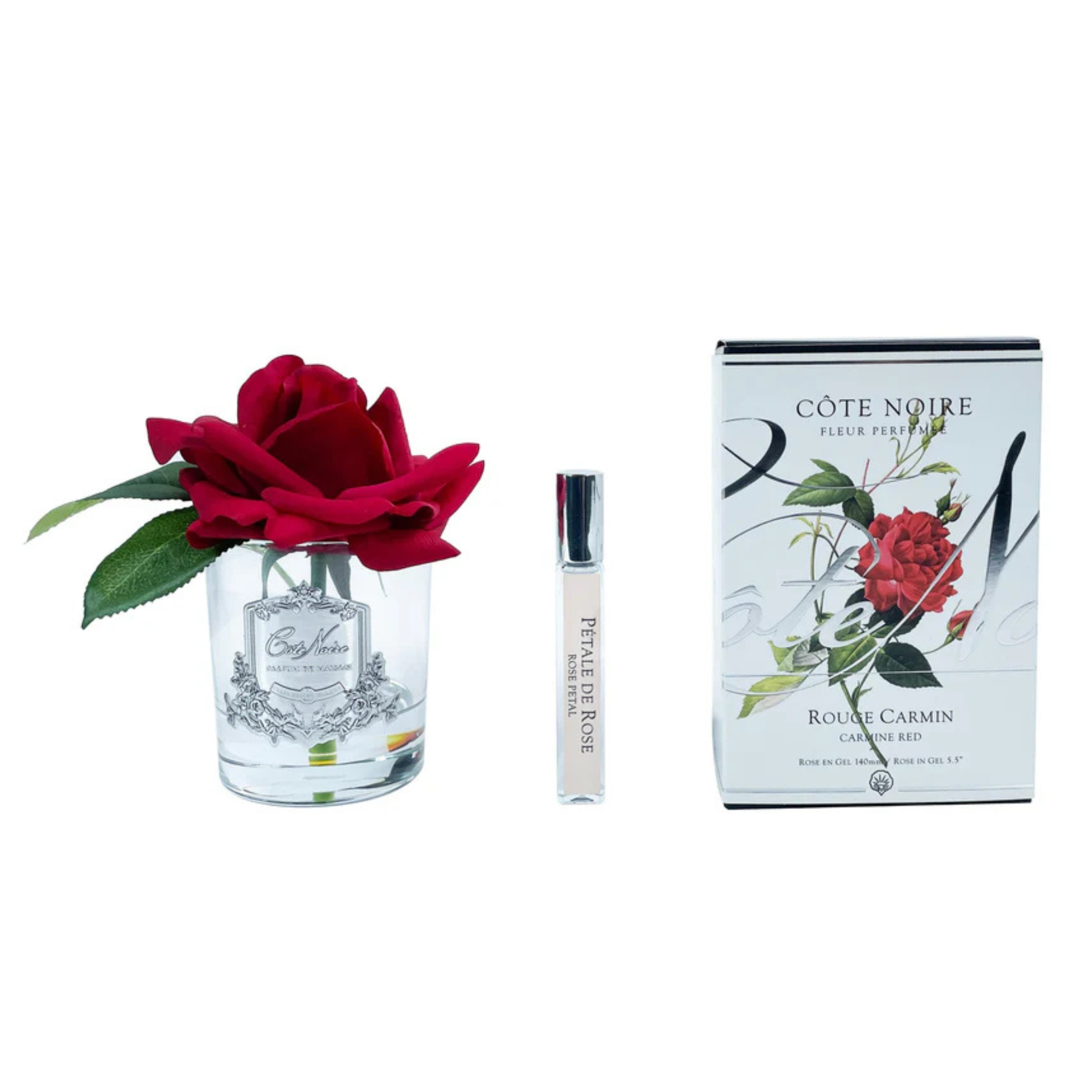 Single French Rose<br>Clear Glass -Red<br>GMR04