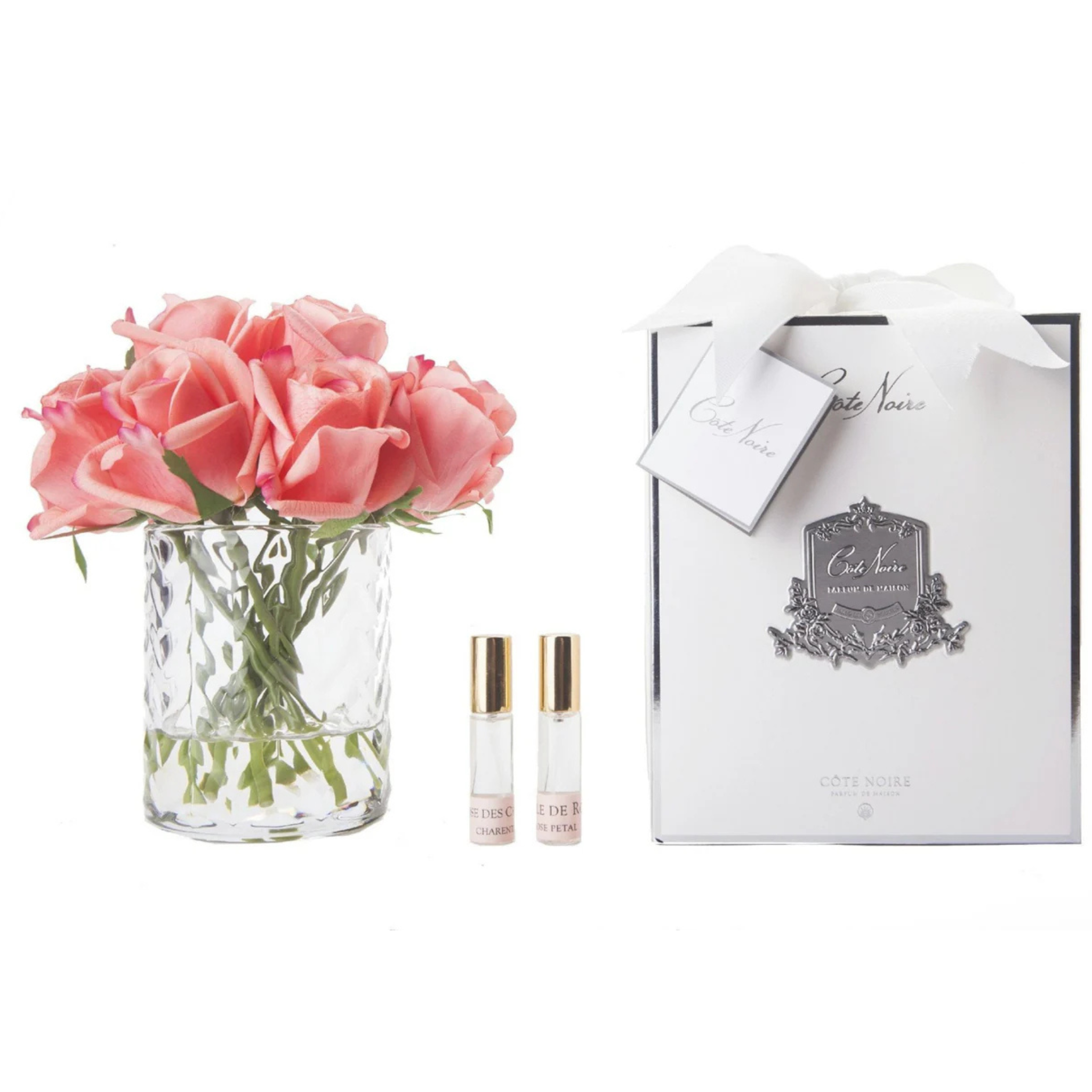 Herringbone Rose Buds <br> Clear - Peach<br>HCF25
