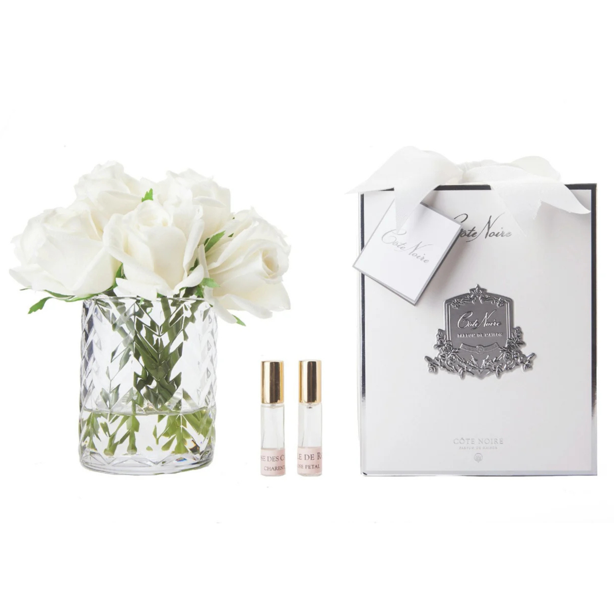 Herringbone Rose Buds <br> Clear -White<br> HCF21