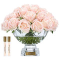 Luxury Centrepiece 37 Rose <br> Bouquet - Champagne Pink<br> Gold Badge - CPRB15