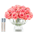 Luxury Centrepiece 37 Rose <br> Bouquet - Peach<br>Silver Badge - CPRB05