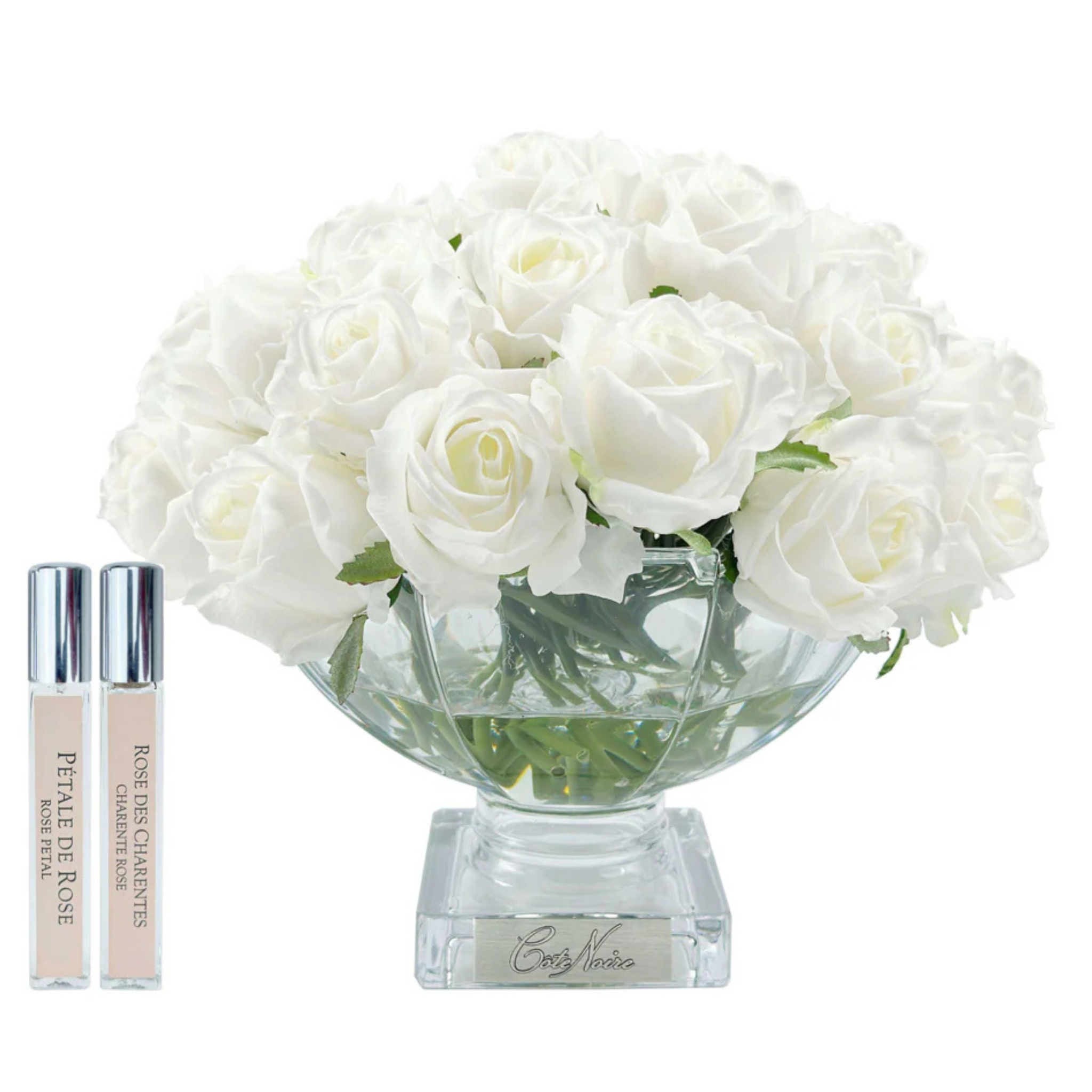 Luxury Centrepiece 37 Rose <br>Bouquet - Ivory White <br> Silver Badge - CPRB01
