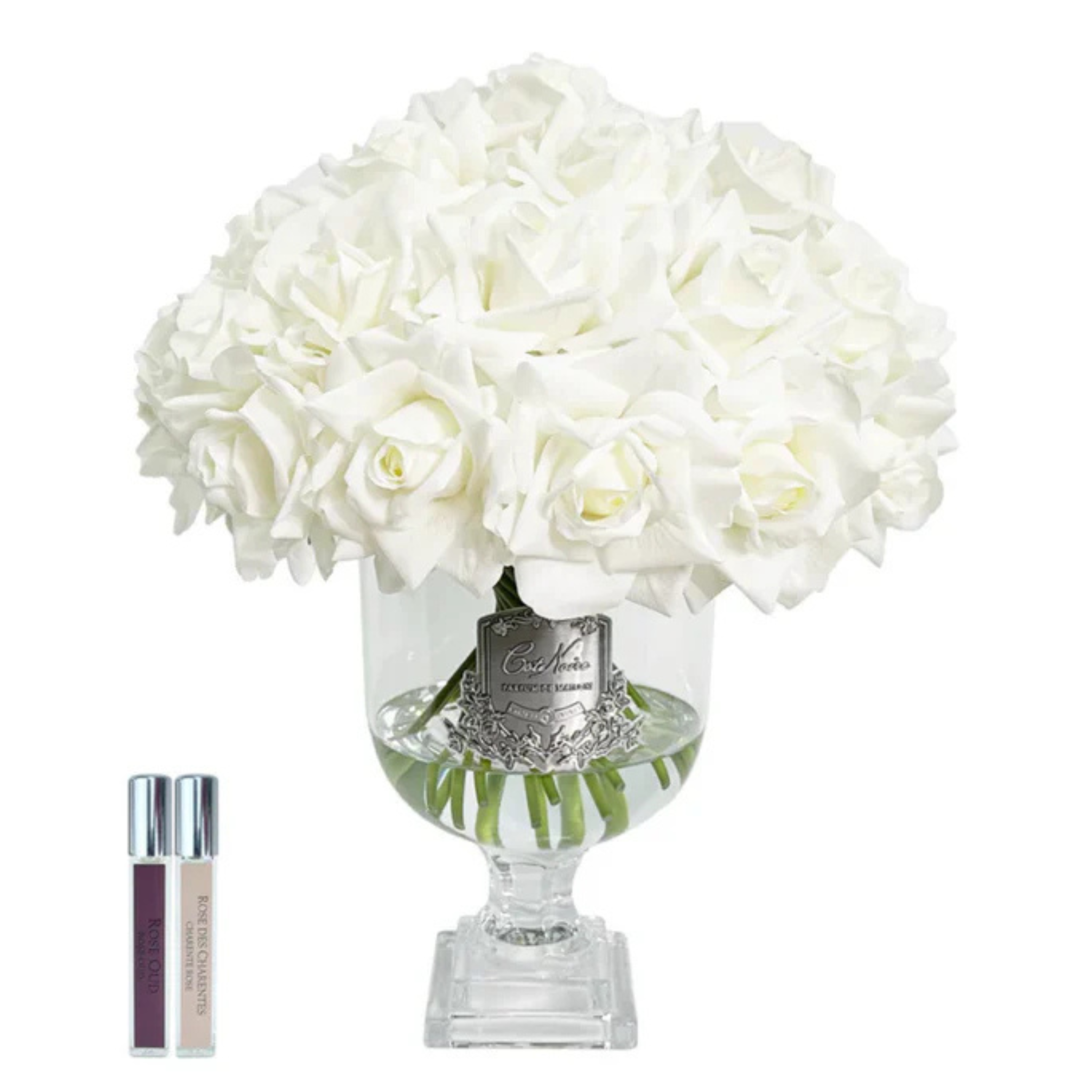 Versailles French Rose <br> Bouquet - Ivory White <br> Silver Badge - VRB01