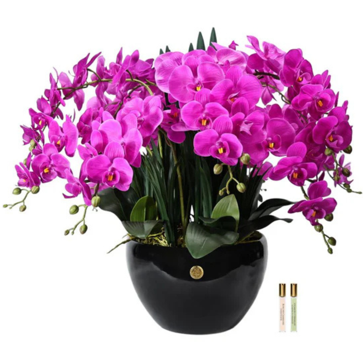 Orchids<br> Very Large Ceramic Pot - Purple<br> Gold Badge - G009