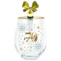 70TH BIRTHDAY GLASS CHEERS  STEMLESS WITH STOPPER