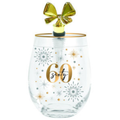 60TH BIRTHDAY GLASS CHEERS  STEMLESS WITH STOPPER