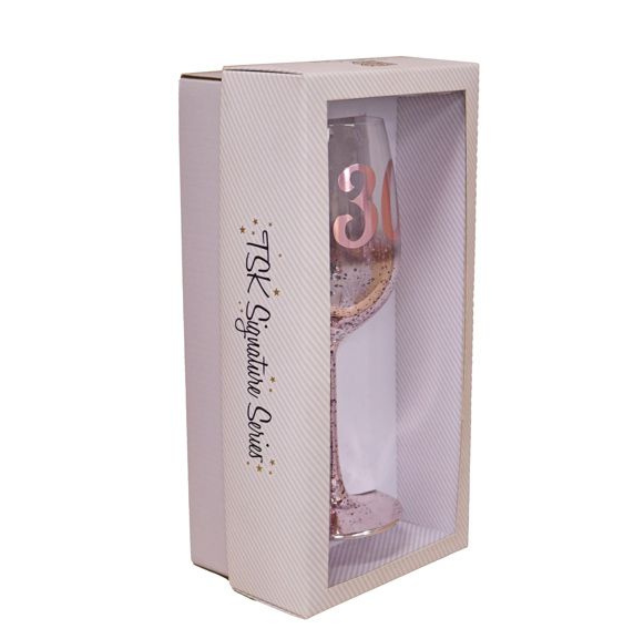 30TH BIRTHDAY <br> WINE GLASS <br> PINK METAGLITZ