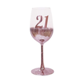21ST BIRTHDAY <br> WINE GLASS <br> PINK METAGLITZ