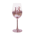 18TH BIRTHDAY <br> WINE GLASS <br> PINK METAGLITZ