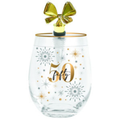 50TH BIRTHDAY GLASS CHEERS  STEMLESS WITH STOPPER
