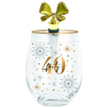 40TH BIRTHDAY GLASS CHEERS  STEMLESS WITH STOPPER