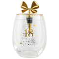 18TH BIRTHDAY GLASS CHEERS  STEMLESS WITH STOPPER