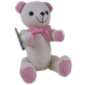 BEAR AUTO LARGE 38CM: PINK GINGHAM
