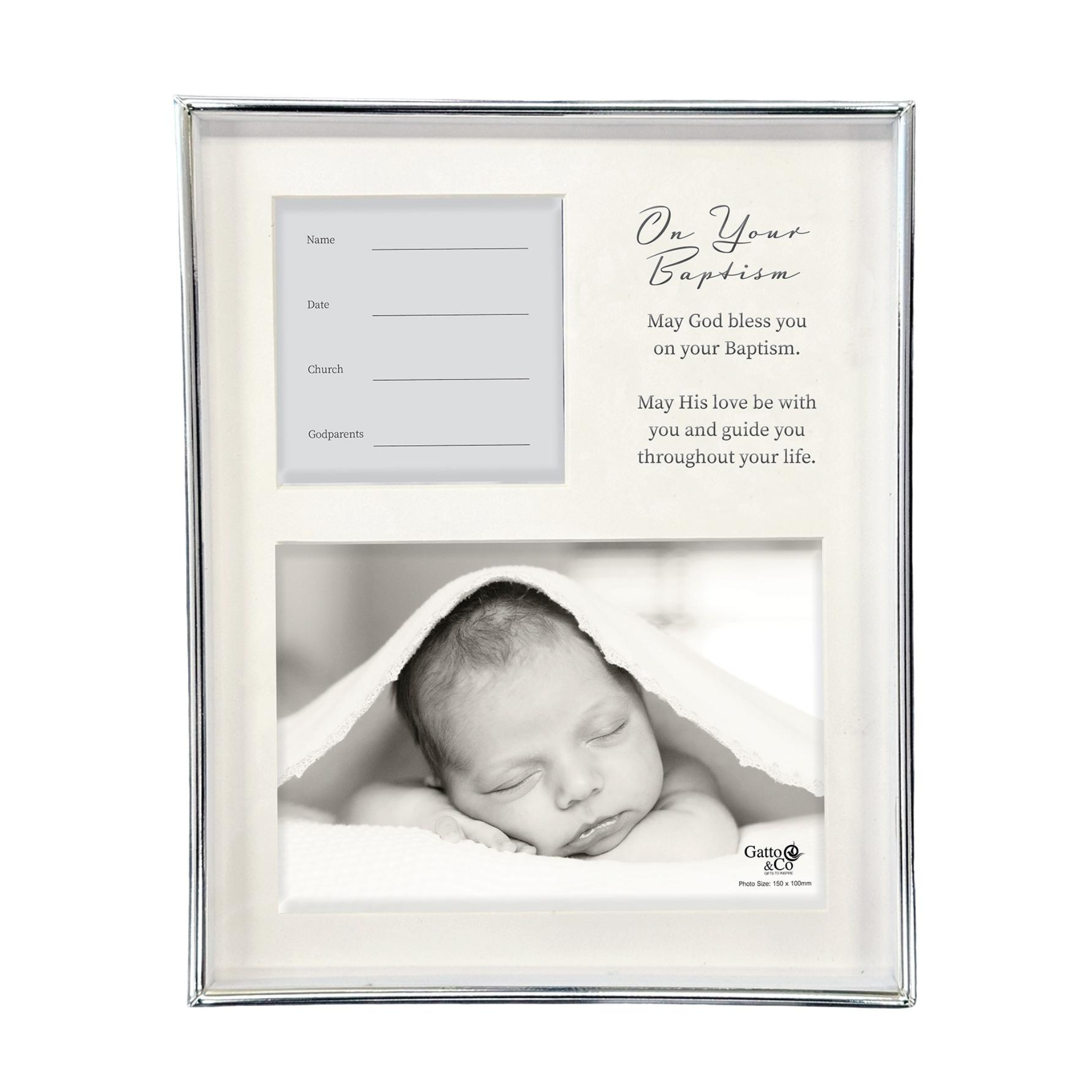 BAPTISM FRAME SILVER WITH DETAILS - 4 X 6