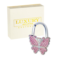 Diamonte Bag Hanger - Butterfly - Pink