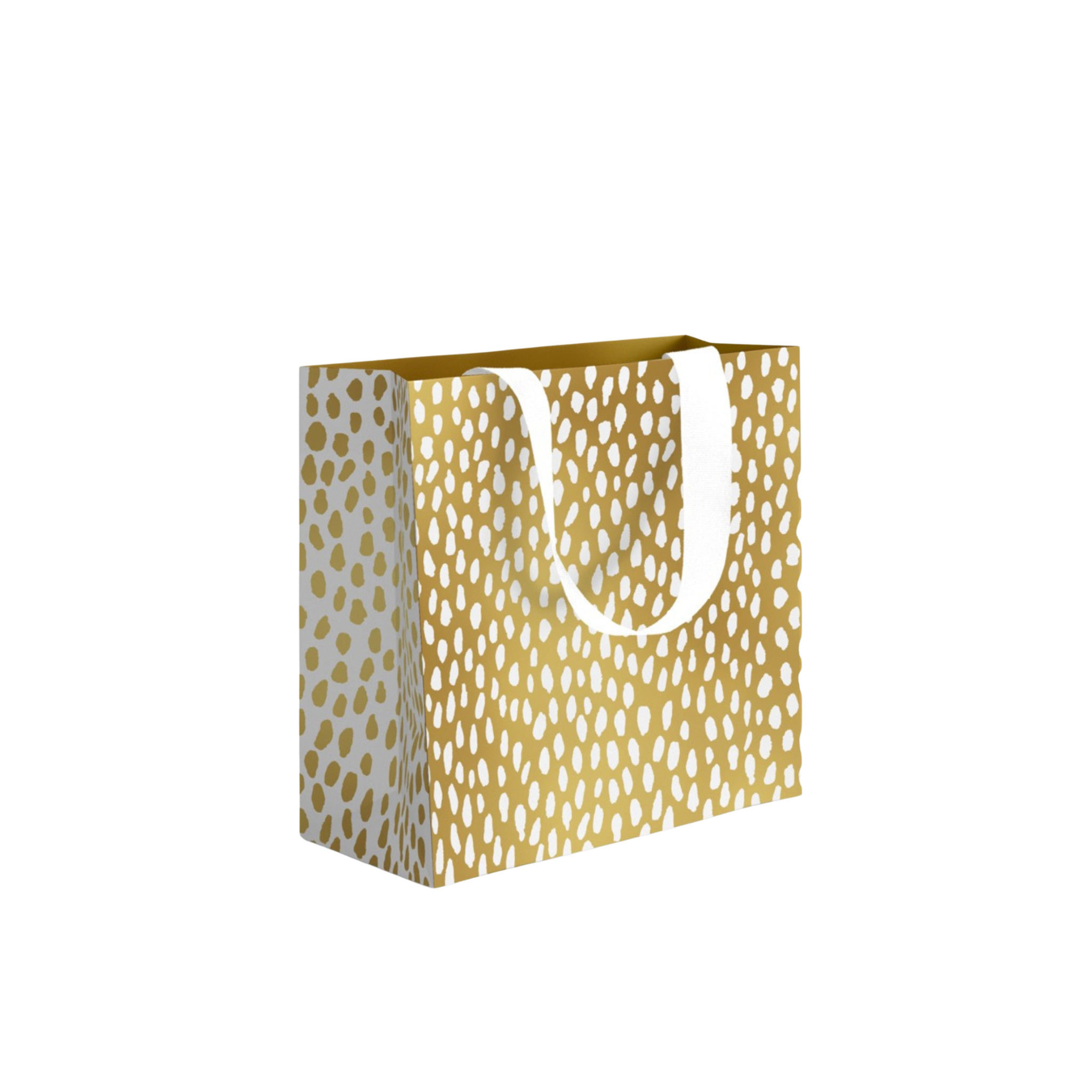 GIFT BAG - WHITE DROPLETS ON GOLD<br> MEDIUM