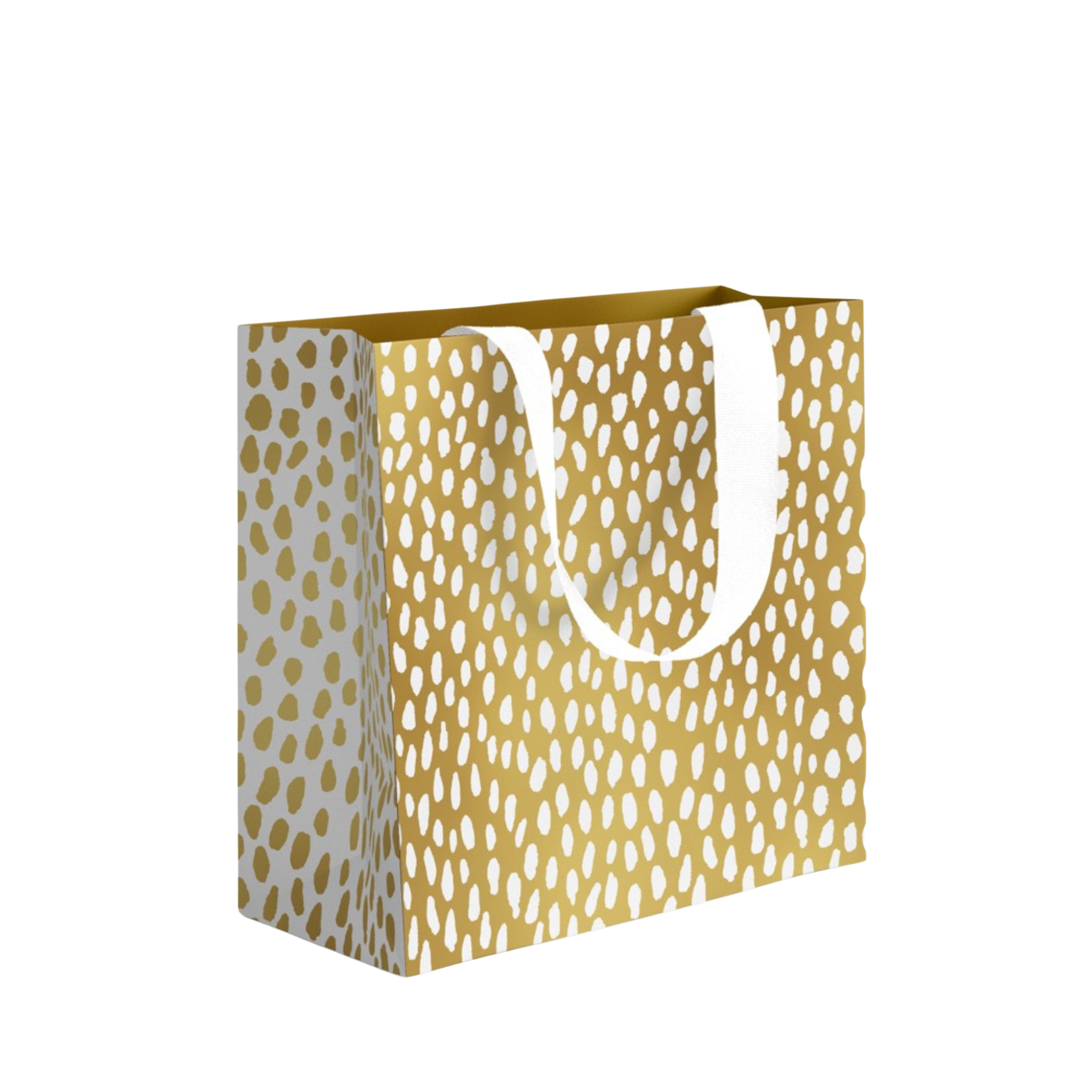 GIFT BAG - WHITE DROPLETS ON GOLD<br> LARGE
