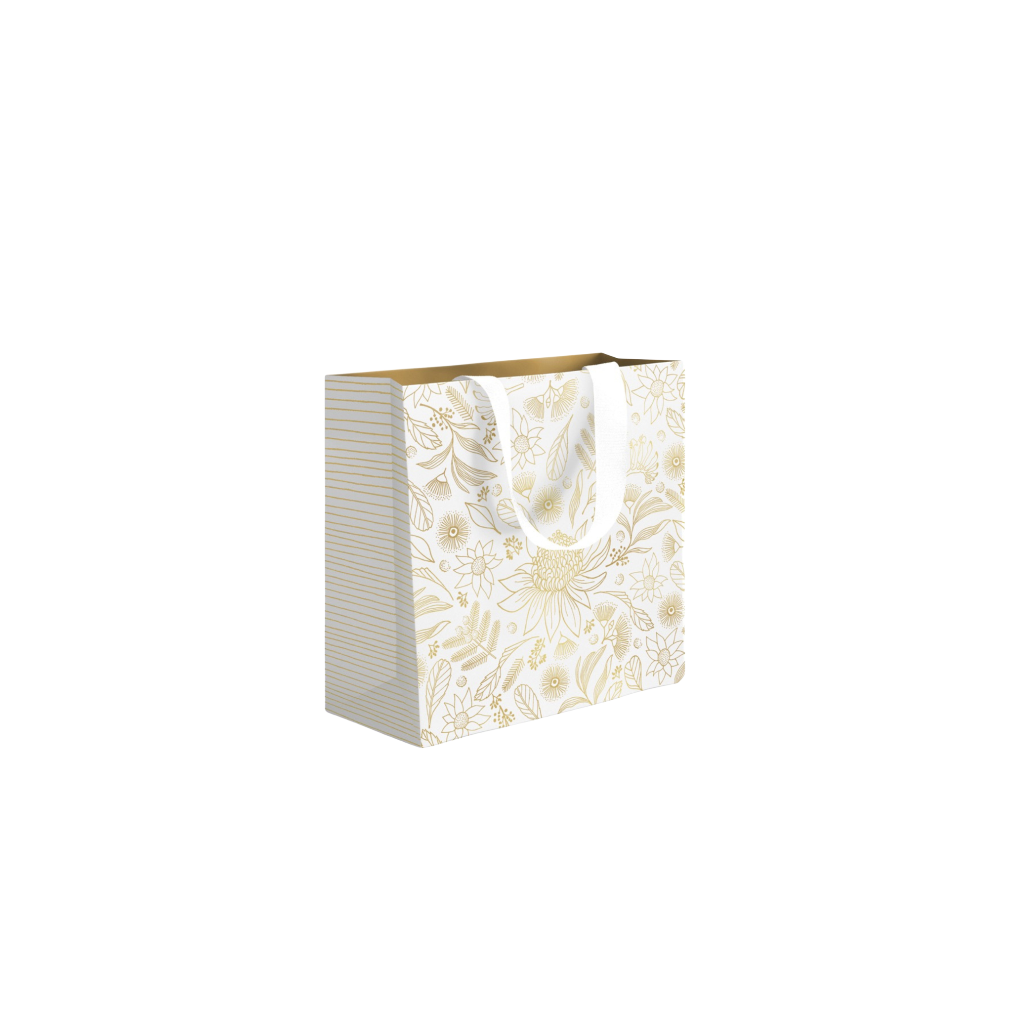 GIFT BAG -BOTANIC GOLD ON WHITE<br> SMALL