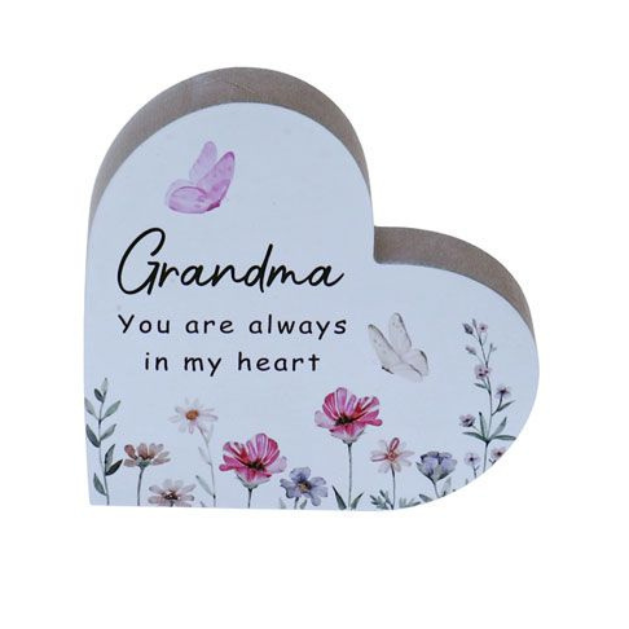 GRANDMA FLORA HEART MDF PLAQUE