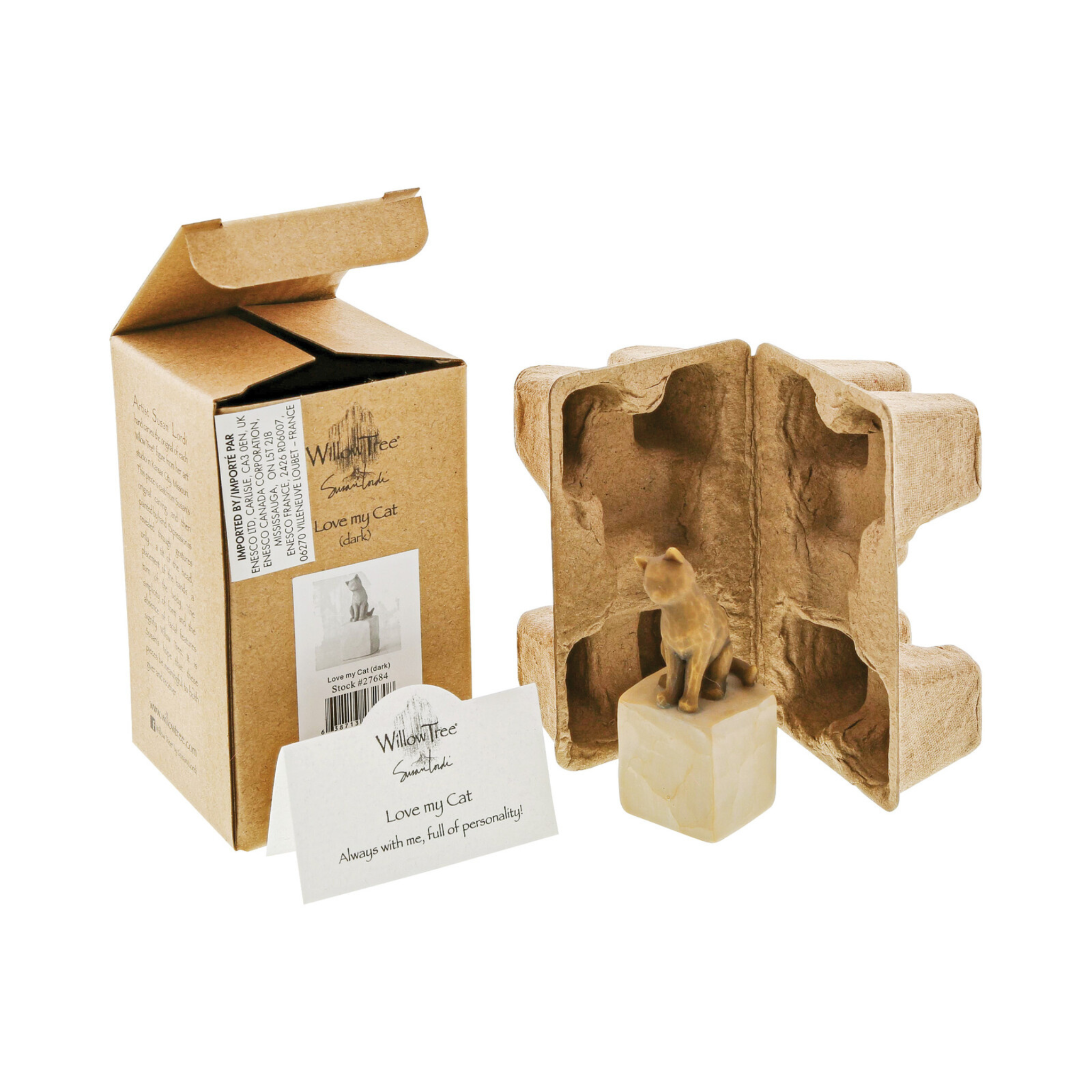 Figurine – Willow Tree  <br>  Love My Cat (Dark)