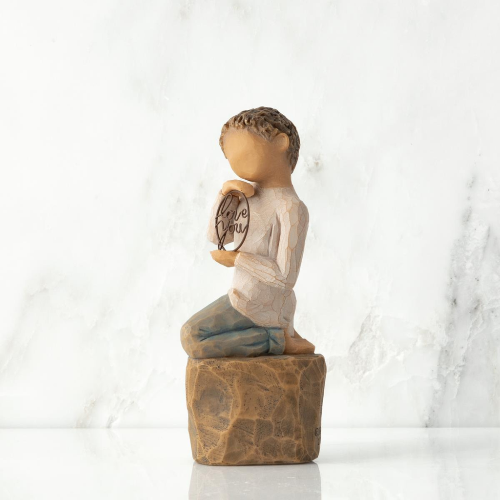 Figurine – Willow Tree  <br>  Love You Too (Darker Skin) Boy