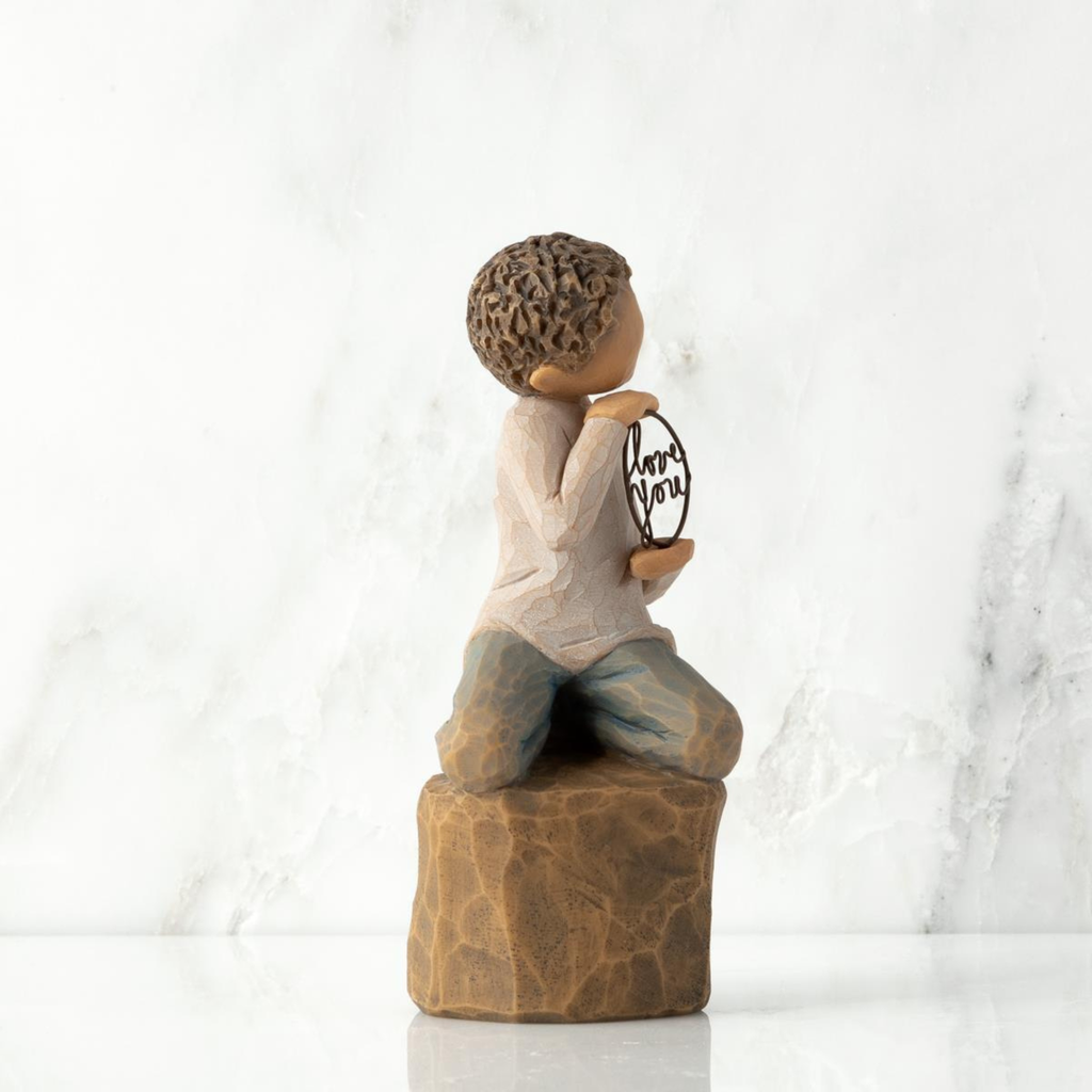 Figurine – Willow Tree  <br>  Love You Too (Darker Skin) Boy