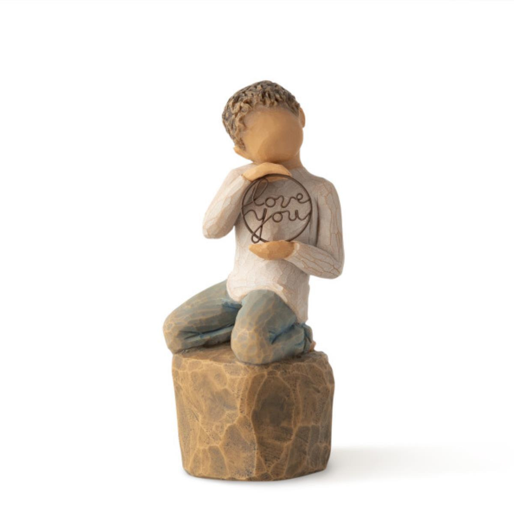 Figurine – Willow Tree  <br>  Love You Too (Darker Skin) Boy