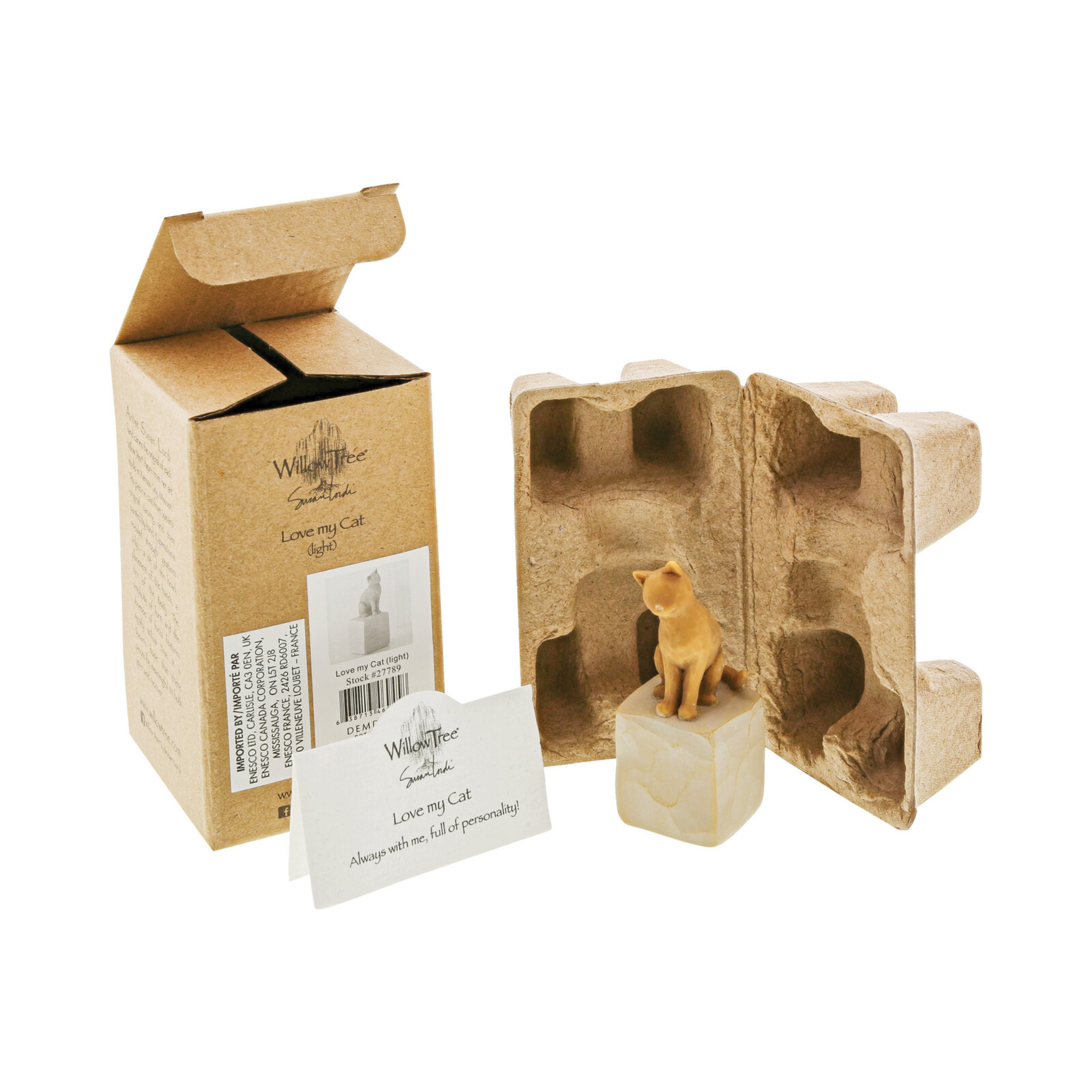 Figurine – Willow Tree  <br>  3" Love My Cat (Light)